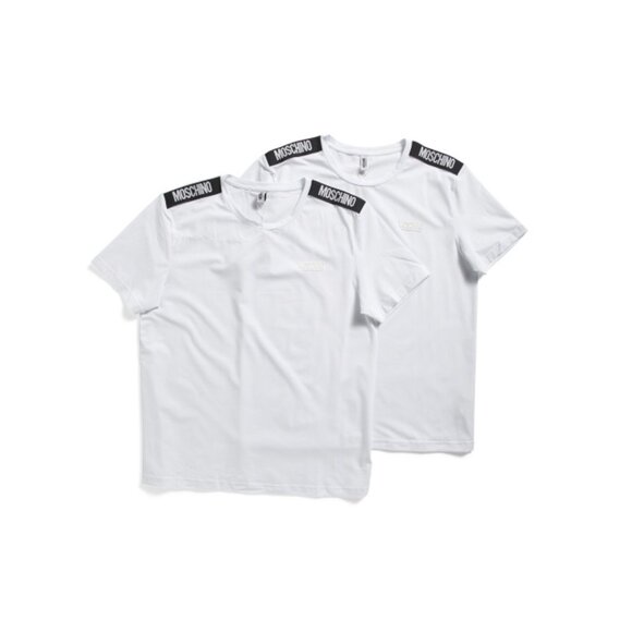 MOSCHINO White Men's 2pk Tee Shirts With Shoulder Taping